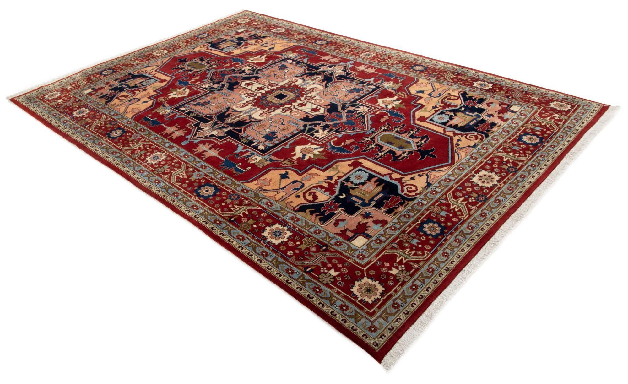 7' 11 x 11' 6 Hand Knotted Indo Heriz Wool Rug