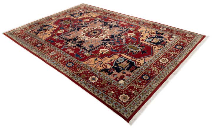 7' 11 x 11' 6 Hand Knotted Indo Heriz Wool Rug