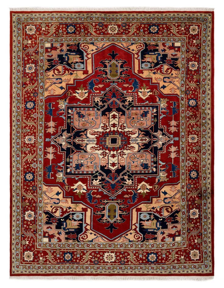Detail image of 7' 11 x 11' 6 Hand Knotted Indo Heriz Wool Rug