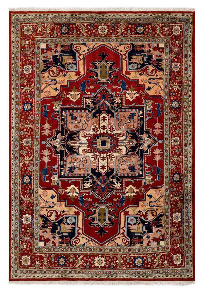7' 11 x 11' 6 Hand Knotted Indo Heriz Wool Rug