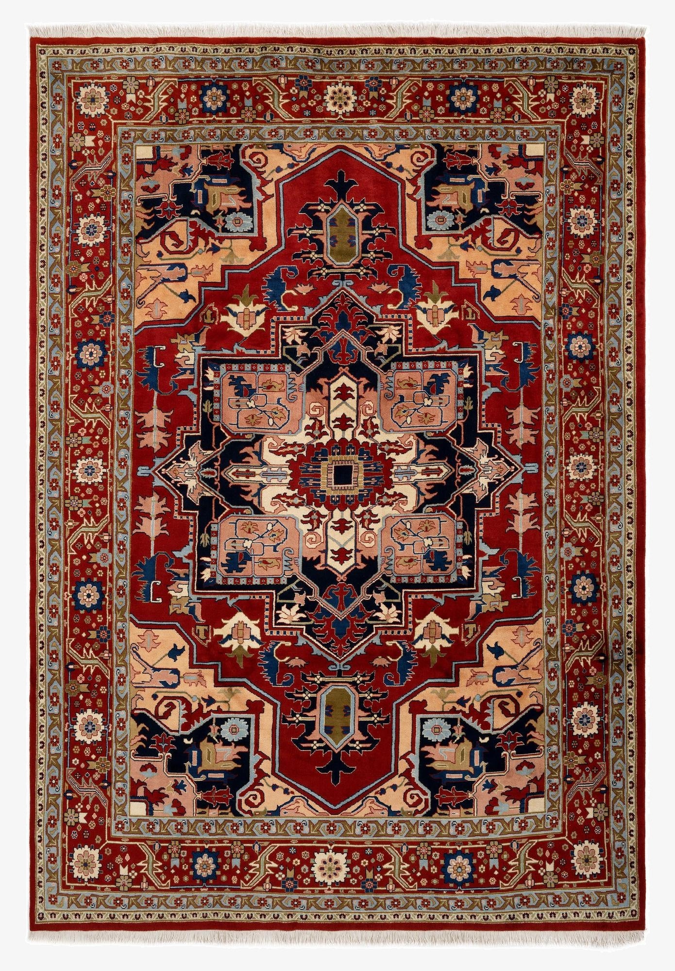 7' 11 x 11' 6  Hand Knotted Indo Heriz Wool Rug