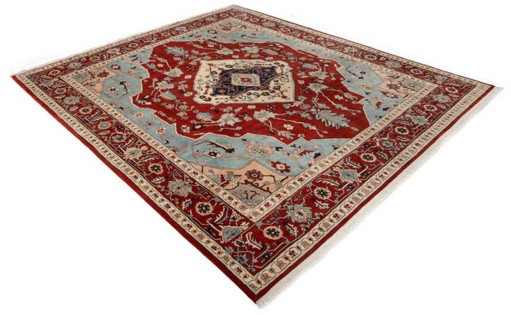 Detail image of 9' 5 x 10' 10 Hand Knotted Indo Tabriz Wool Rug