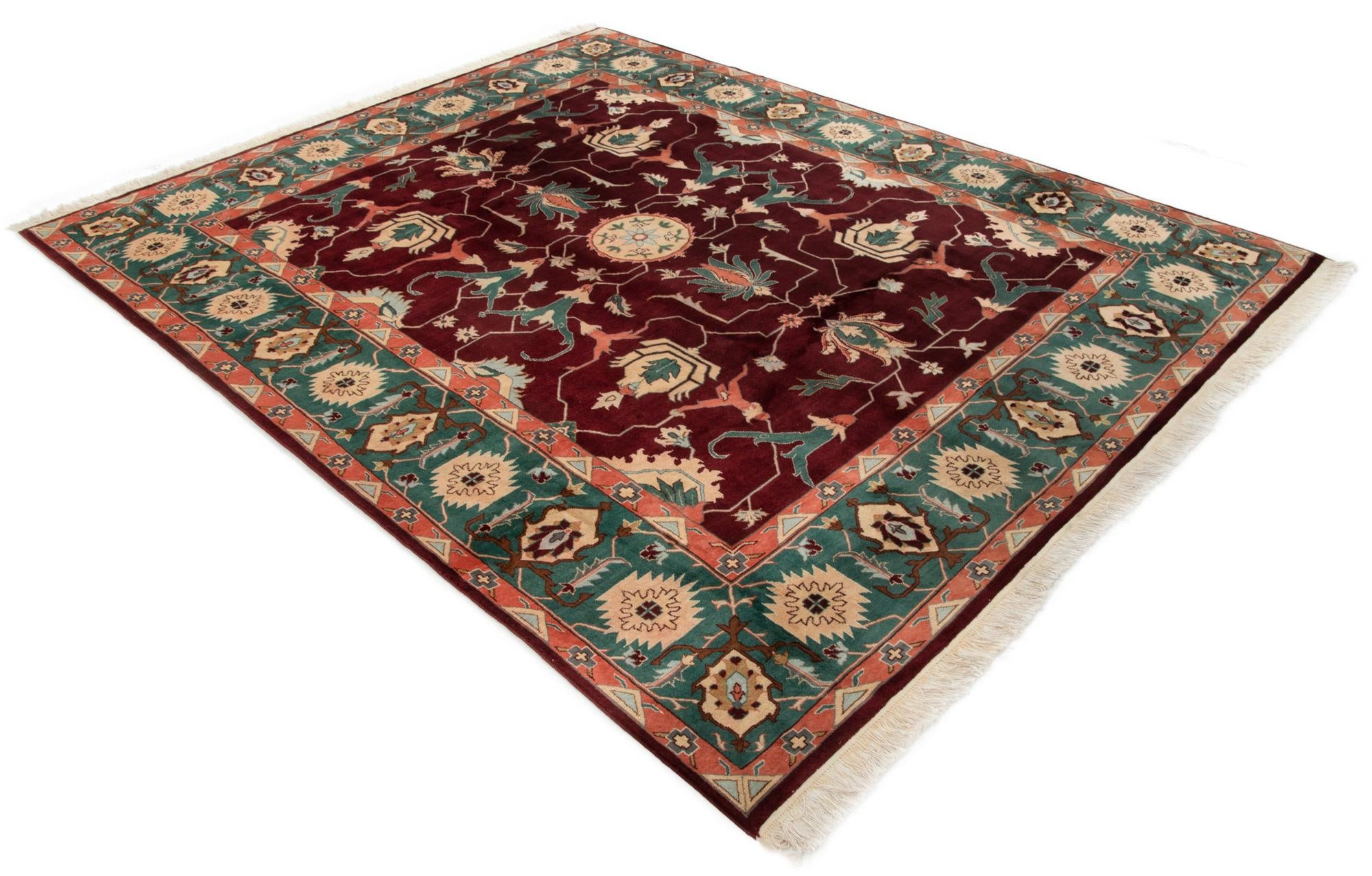 8' x 9' 10 Hand Knotted Indo Tabriz Wool Rug