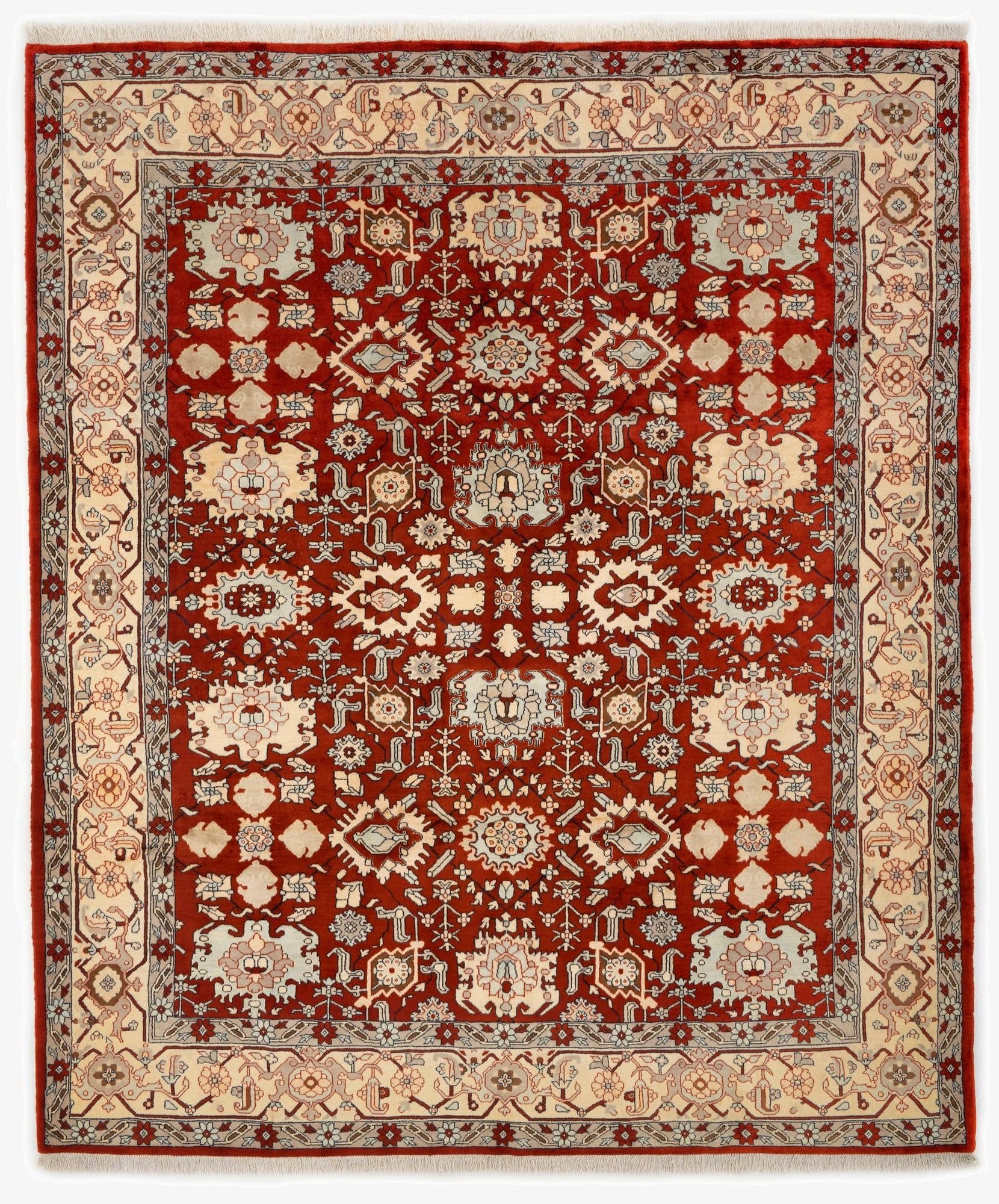 8' 4 x 9' 10  Hand Knotted Indo Tabriz Wool Rug