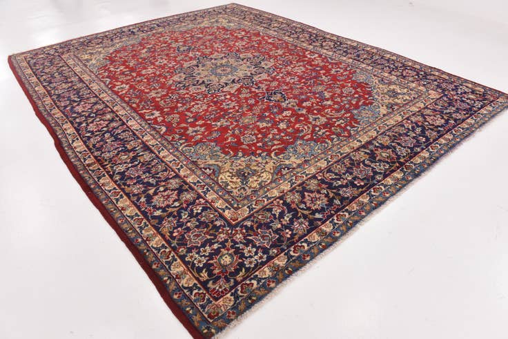 Detail image of 10' x 12' 7 Hand Knotted Isfahan Persian Wool Rug