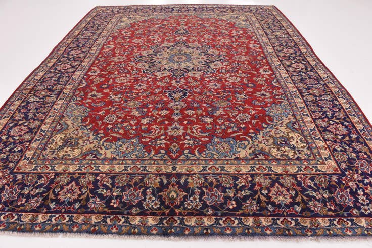Detail image of 10' x 12' 7 Hand Knotted Isfahan Persian Wool Rug