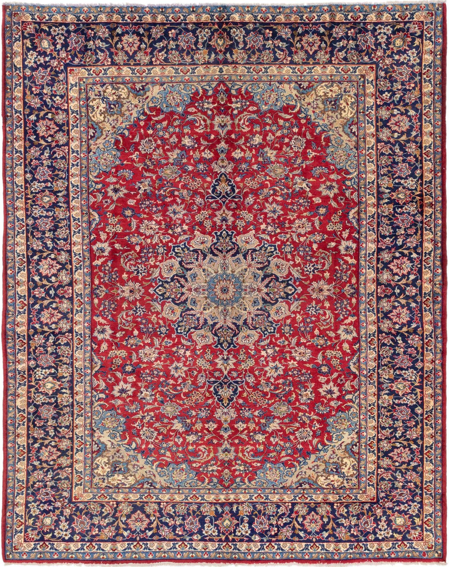 10' x 12' 7 Hand Knotted Isfahan Persian Wool Rug