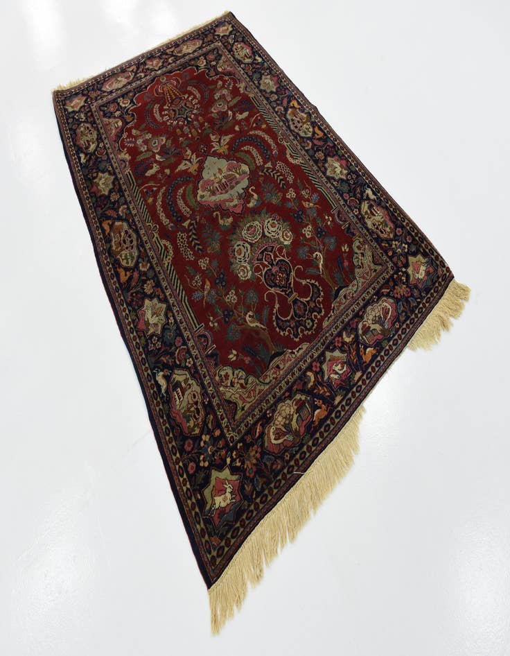 Detail image of 4' 6 x 6' 7 Hand Knotted Isfahan Persian Wool Rug