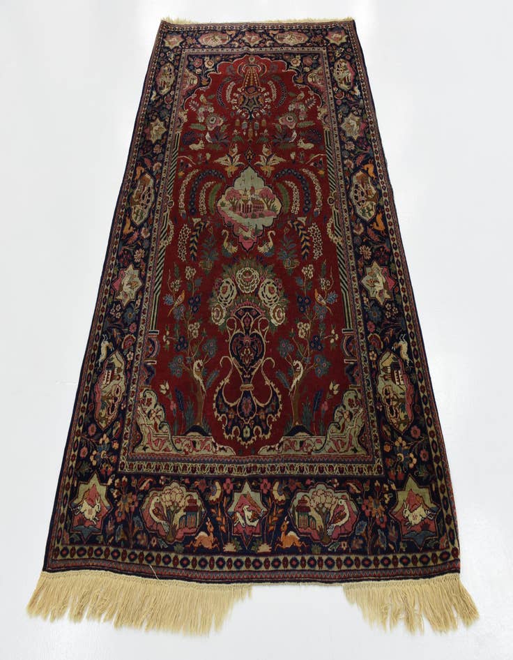 Detail image of 4' 6 x 6' 7 Hand Knotted Isfahan Persian Wool Rug