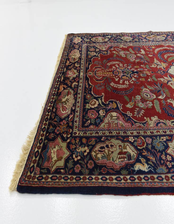 Detail image of 4' 6 x 6' 7 Hand Knotted Isfahan Persian Wool Rug