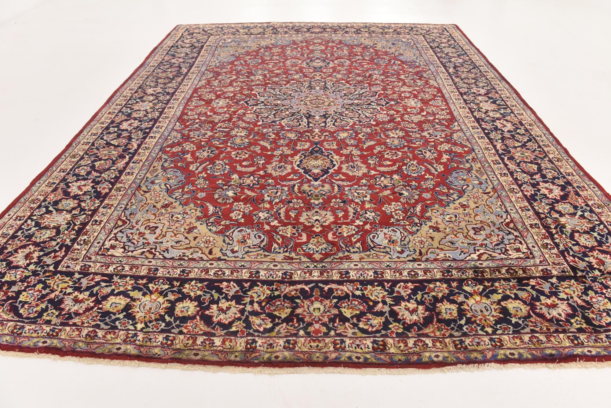 9' 9 x 13' 4 Hand Knotted Isfahan Persian Wool Rug