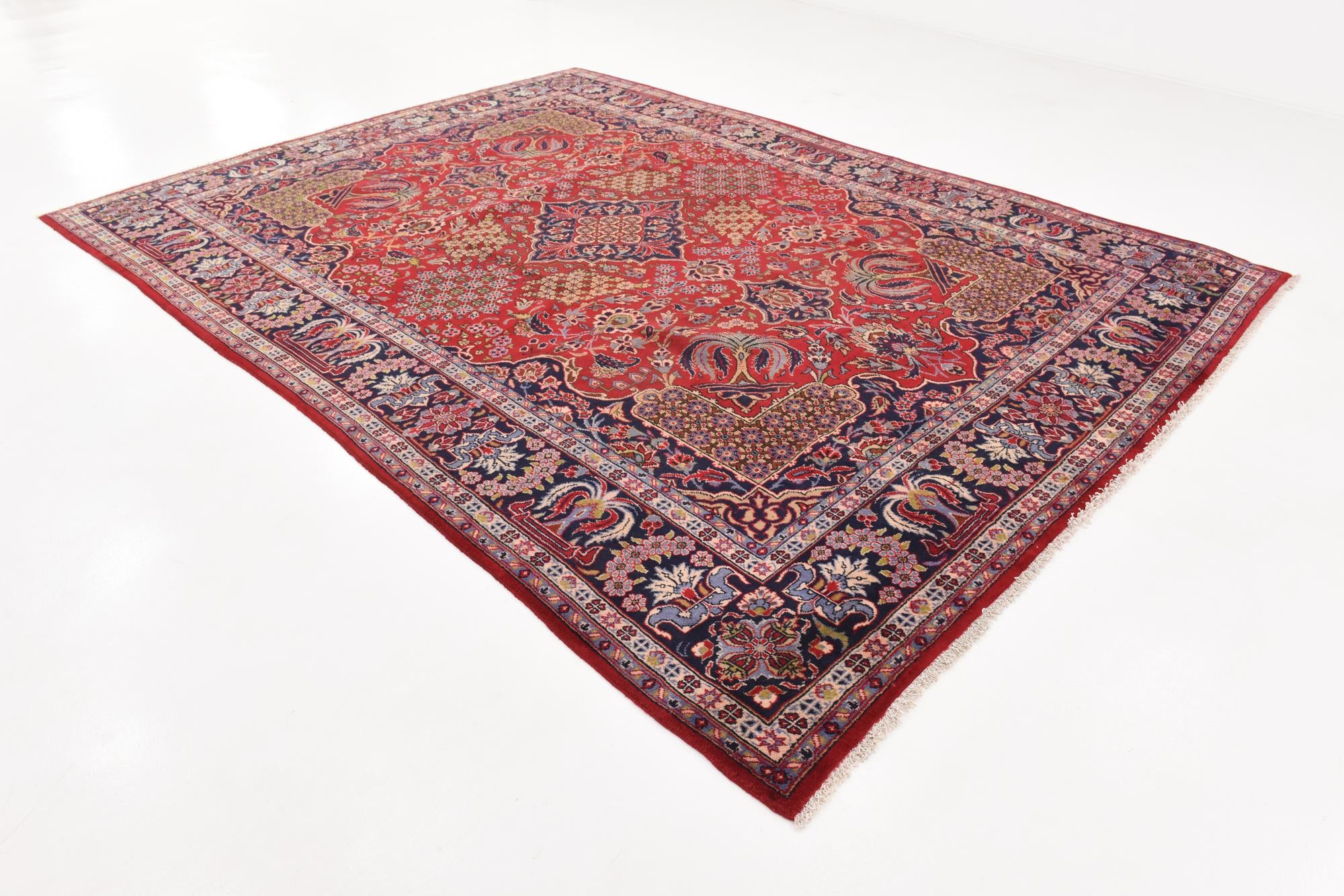 9' 7 x 13' Hand Knotted Isfahan Persian Wool Rug