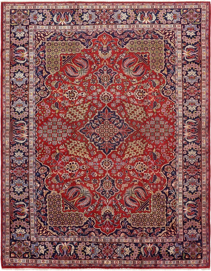 Detail image of 9' 7 x 13' Hand Knotted Isfahan Persian Wool Rug