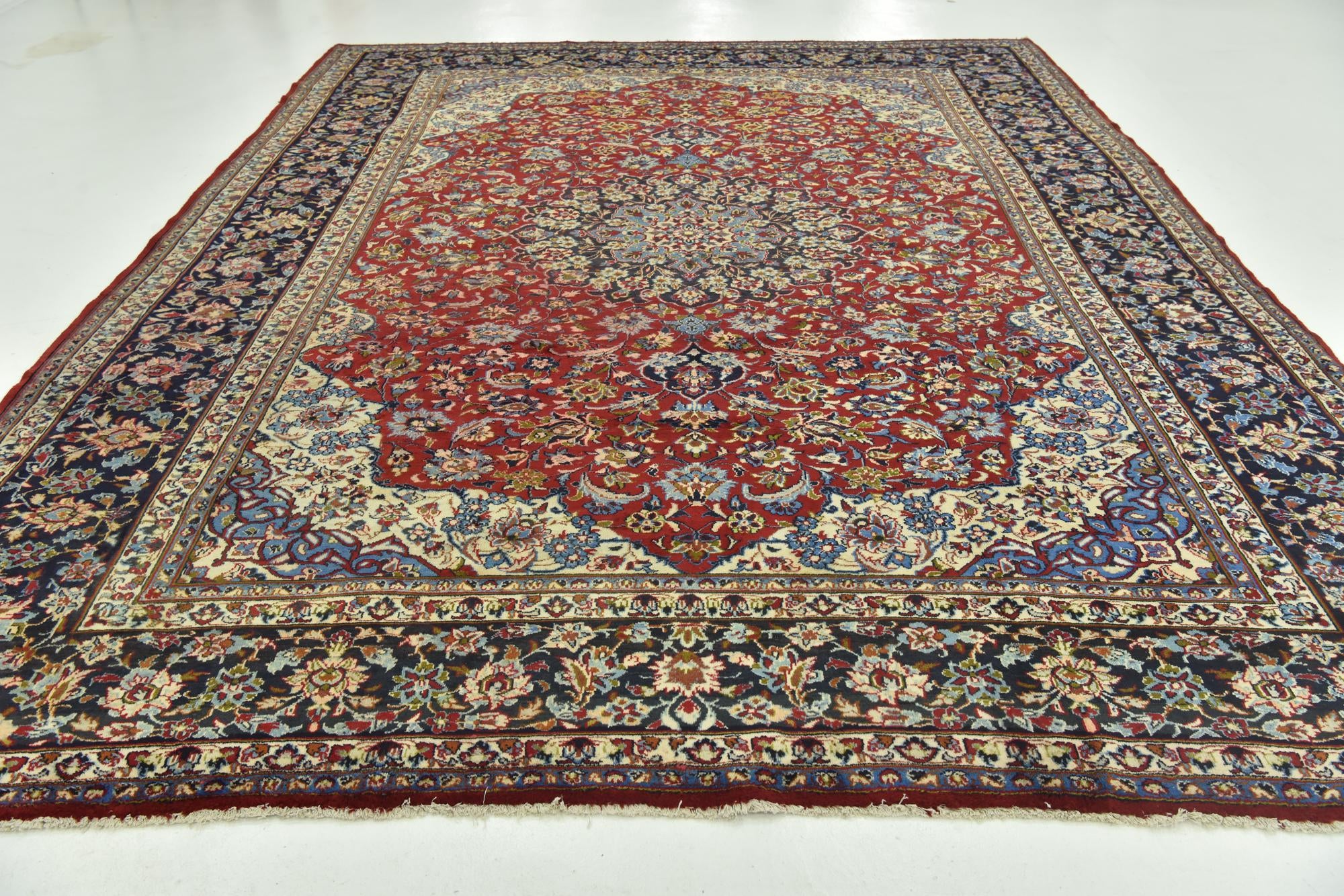 9' 10 x 13' 1 Hand Knotted Isfahan Persian Wool Rug