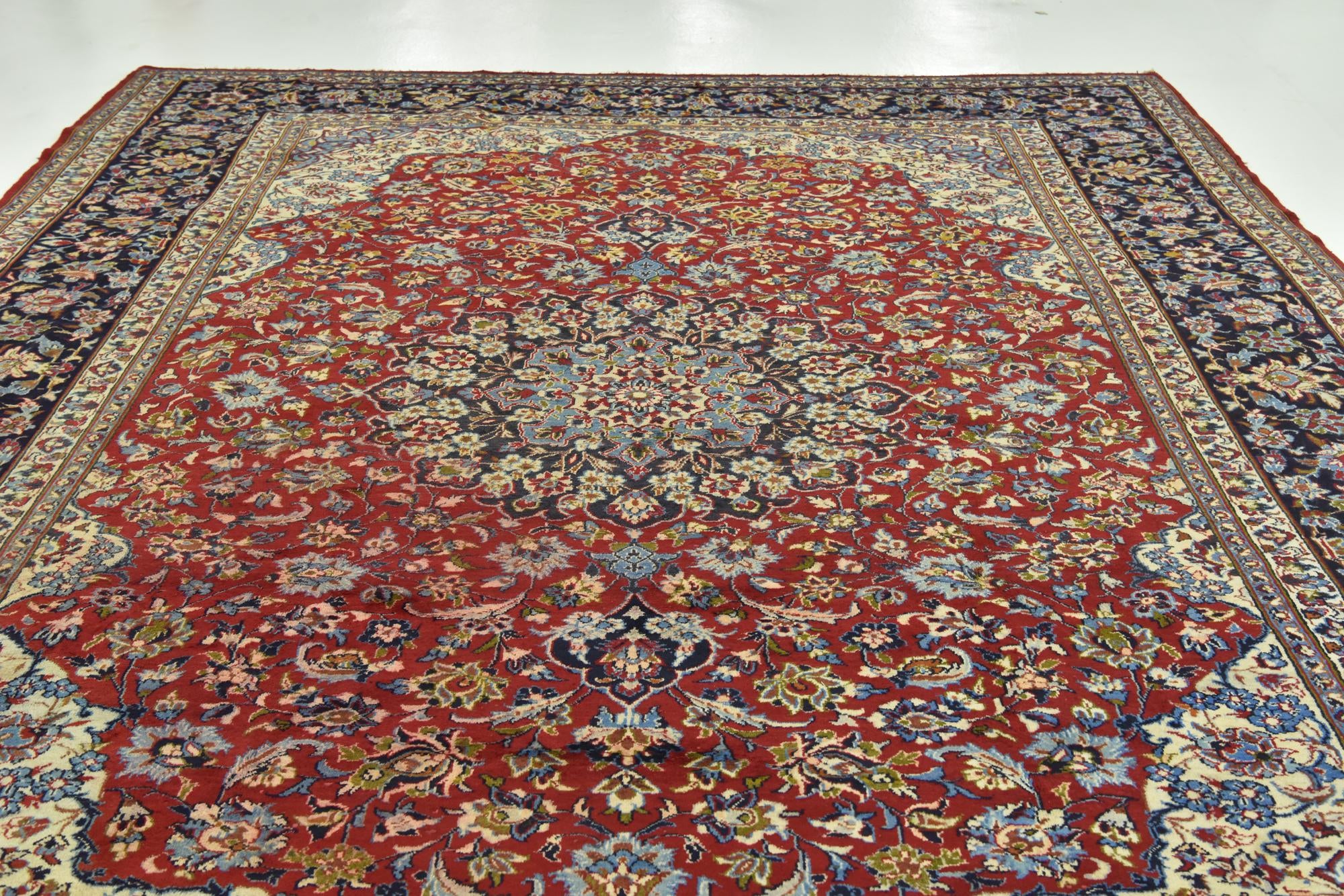 9' 10 x 13' 1 Hand Knotted Isfahan Persian Wool Rug