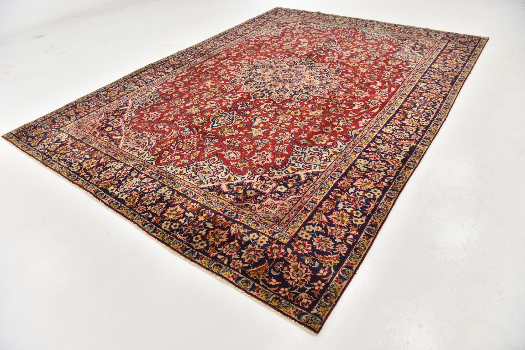 8' 10 x 12' 9 Hand Knotted Isfahan Persian Wool Rug