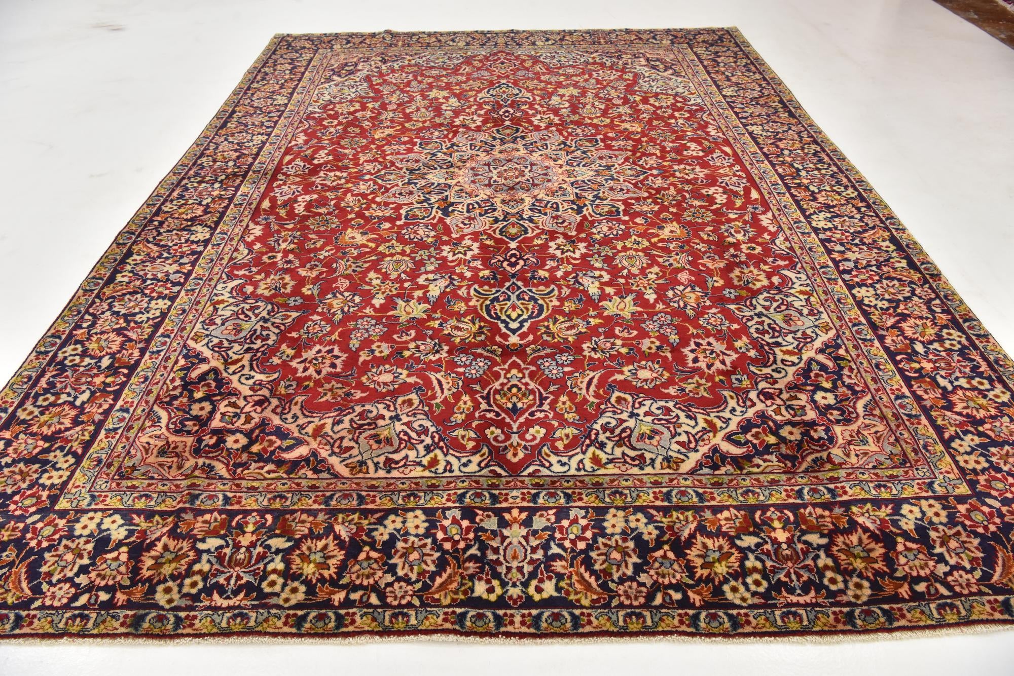 8' 10 x 12' 9 Hand Knotted Isfahan Persian Wool Rug