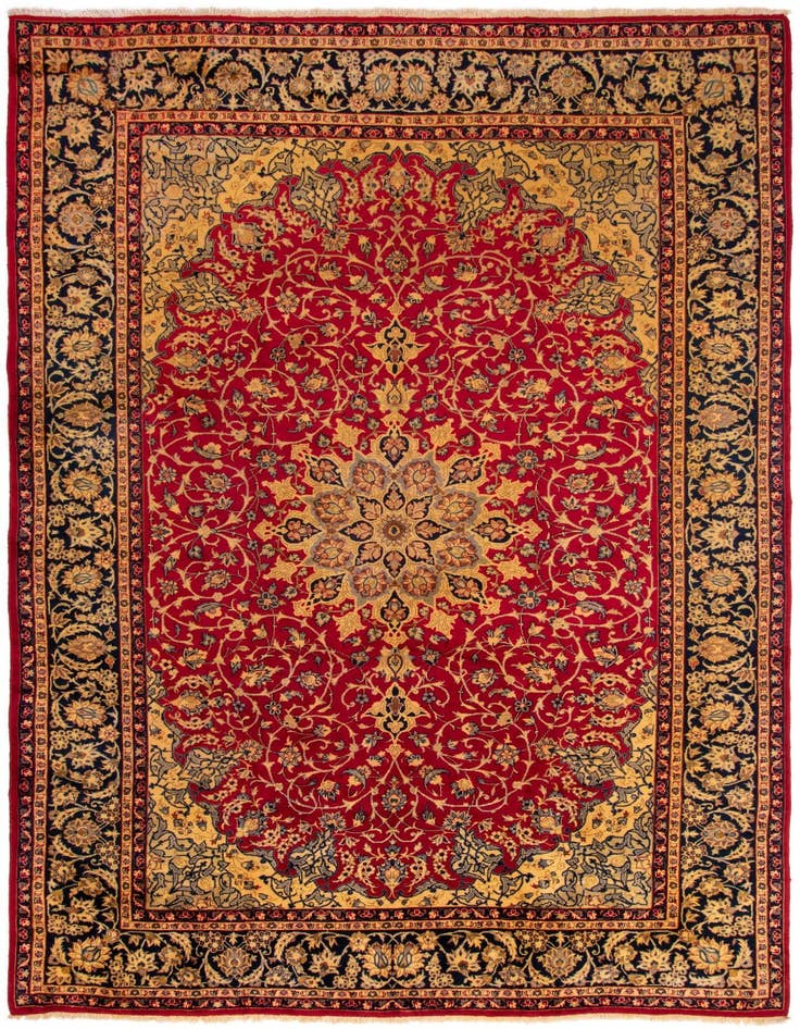 Detail image of 8' 10 x 12' 10 Hand Knotted Isfahan Persian Wool Rug