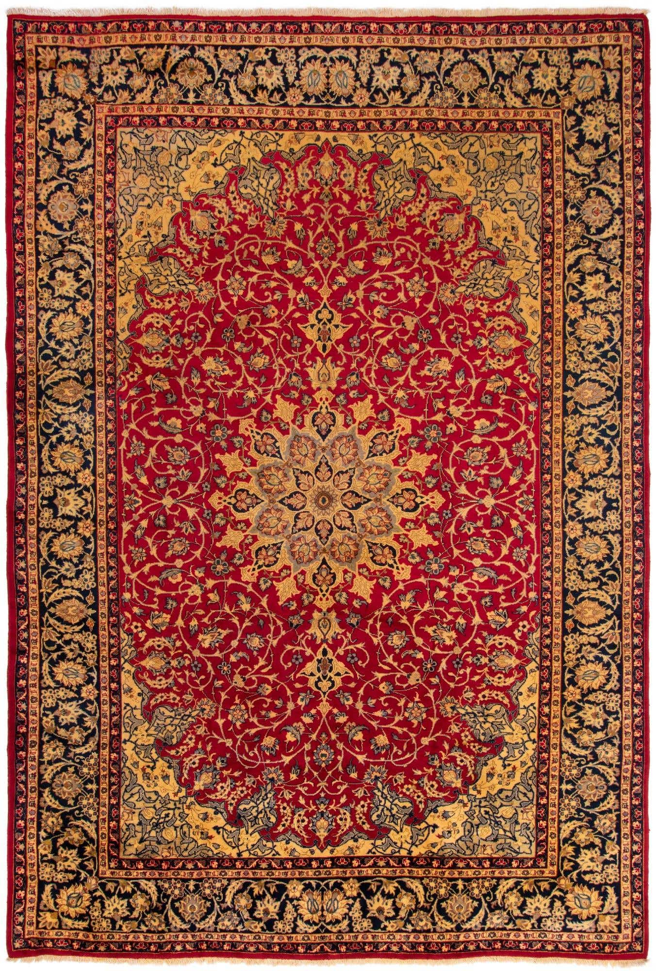 8' 10 x 12' 10 Hand Knotted Isfahan Persian Wool Rug
