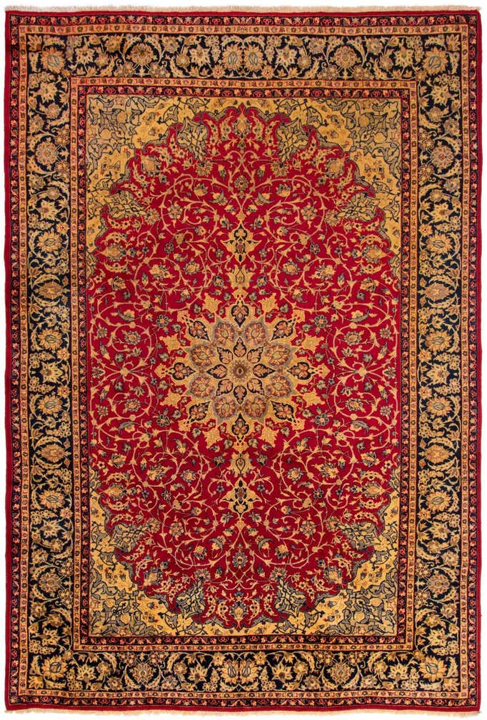8' 10 x 12' 10 Hand Knotted Isfahan Persian Wool Rug