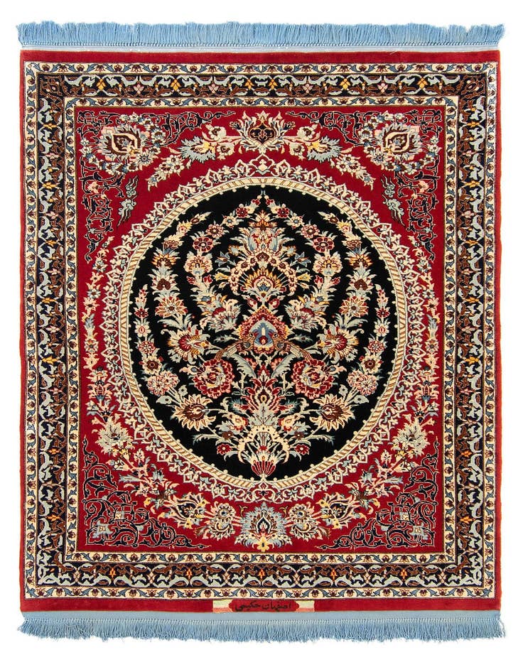 Detail image of 3' 2 x 4' 7 Hand Knotted Isfahan Persian Rug