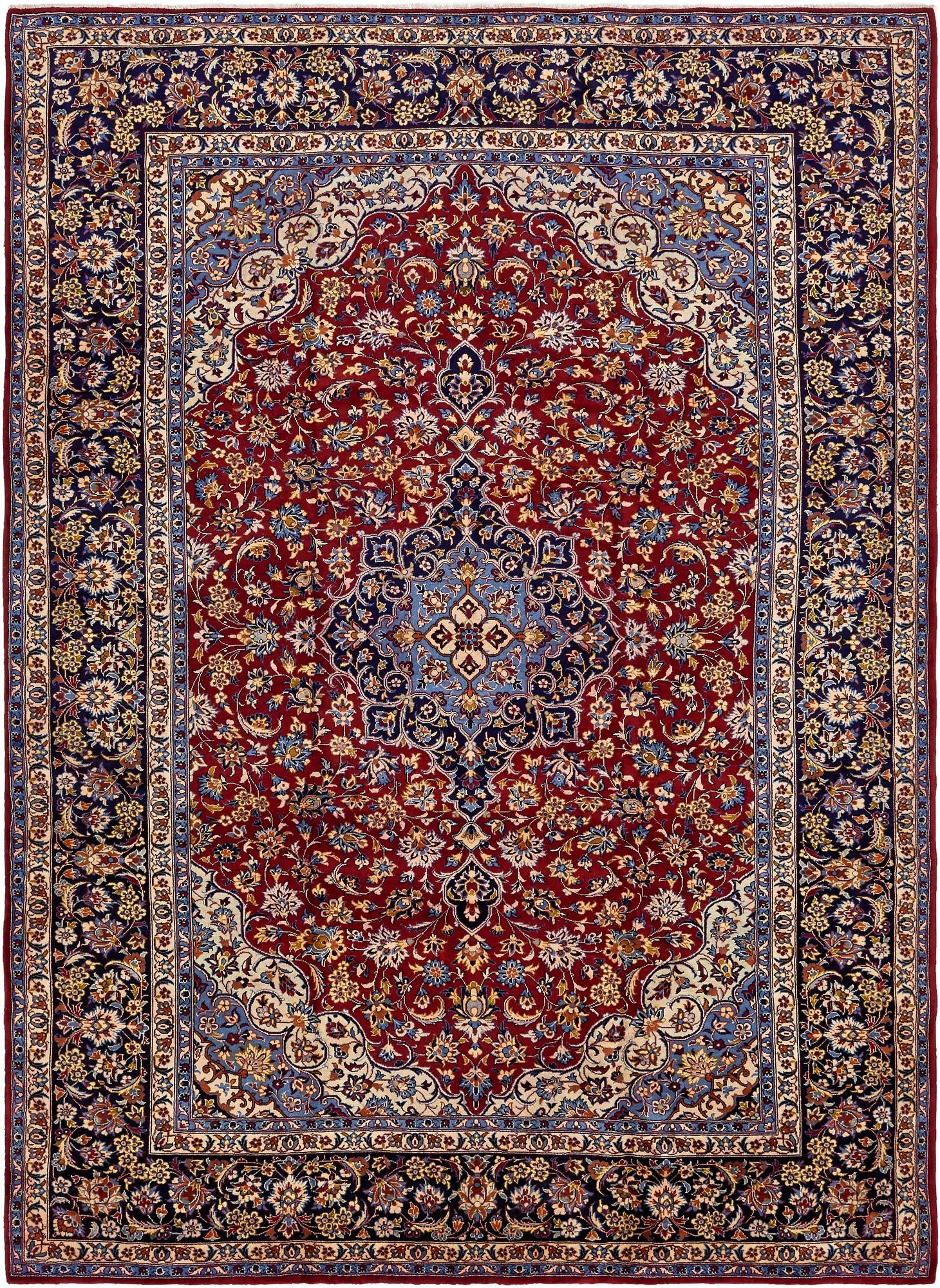 9' 8 x 13' 3 Hand Knotted Isfahan Persian Wool Rug