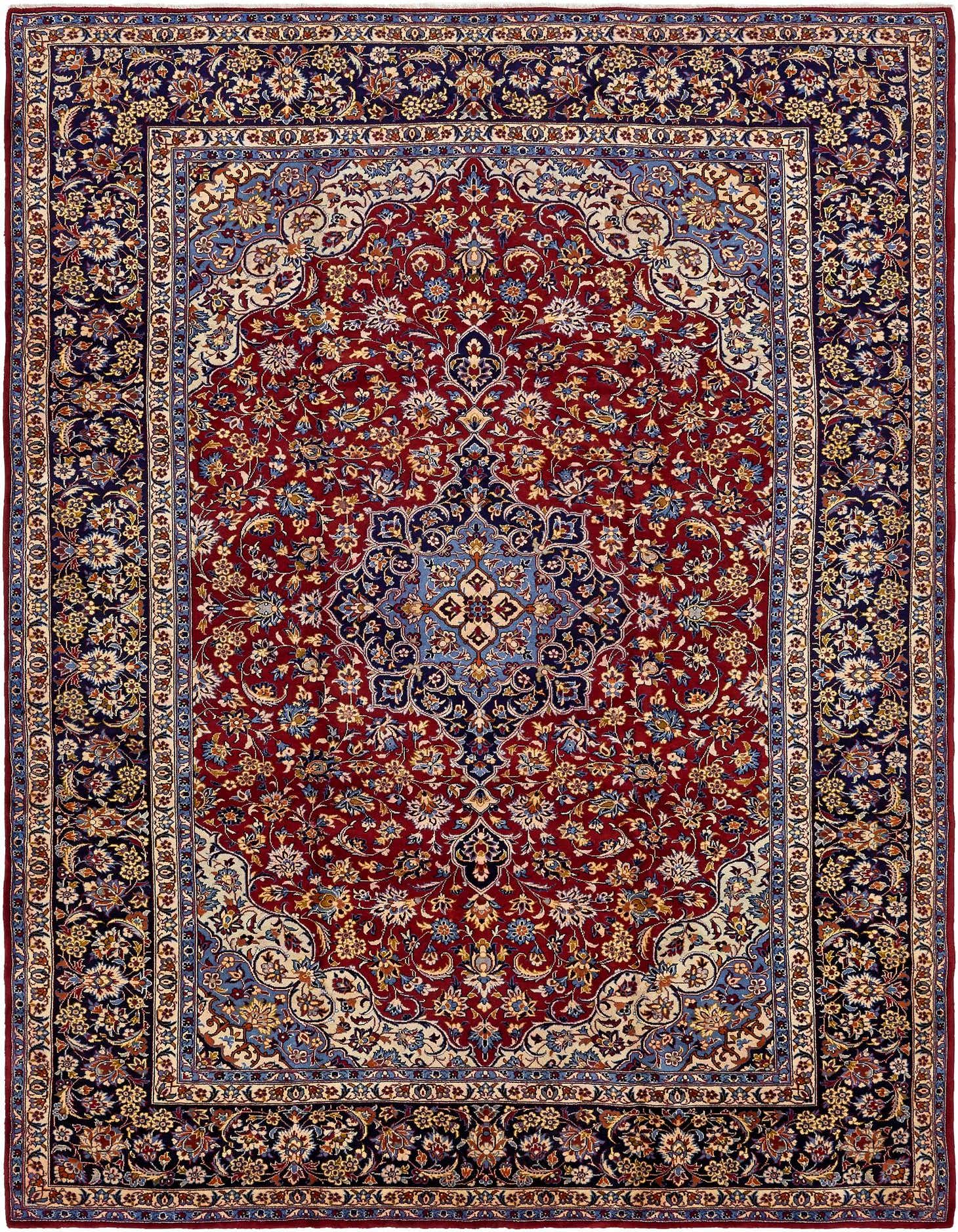 9' 8 x 13' 3 Hand Knotted Isfahan Persian Wool Rug