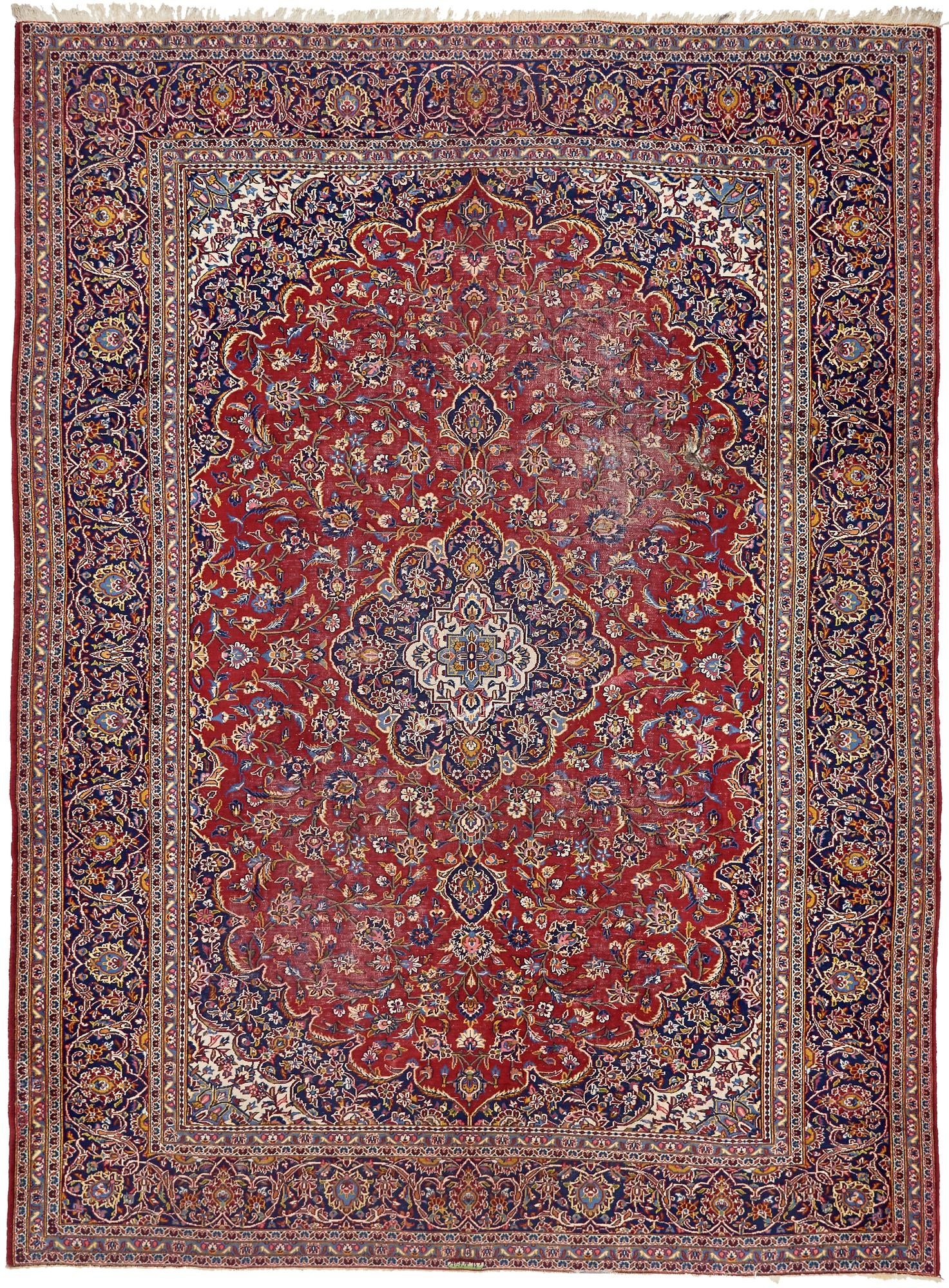 9' 10 x 13' 2 Hand Knotted Isfahan Persian Wool Rug