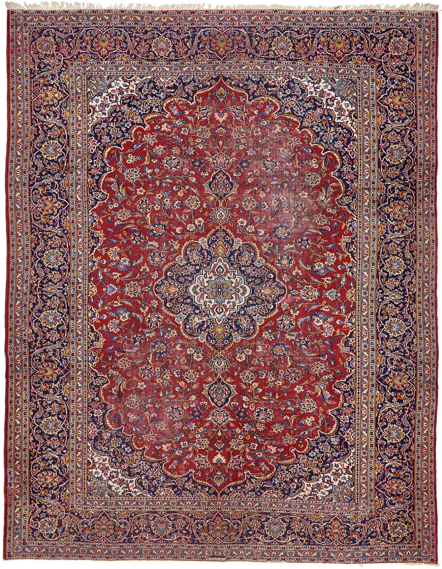 9' 10 x 13' 2 Hand Knotted Isfahan Persian Wool Rug
