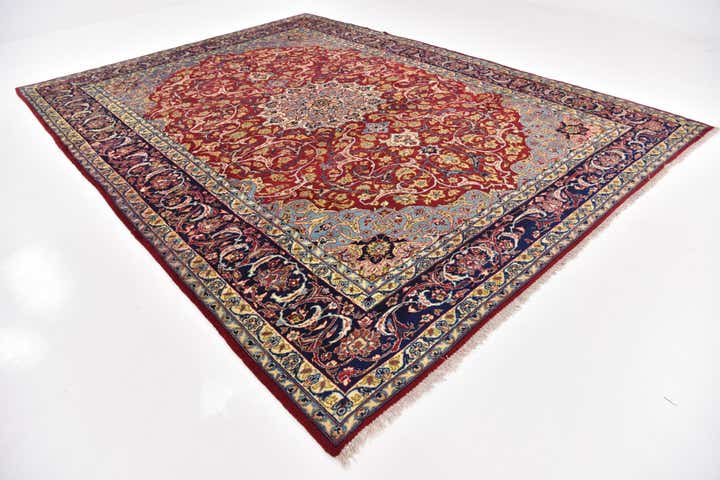 9' 8 x 12' 9 Hand Knotted Isfahan Persian Wool Rug