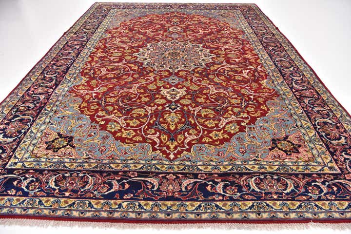 9' 8 x 12' 9 Hand Knotted Isfahan Persian Wool Rug