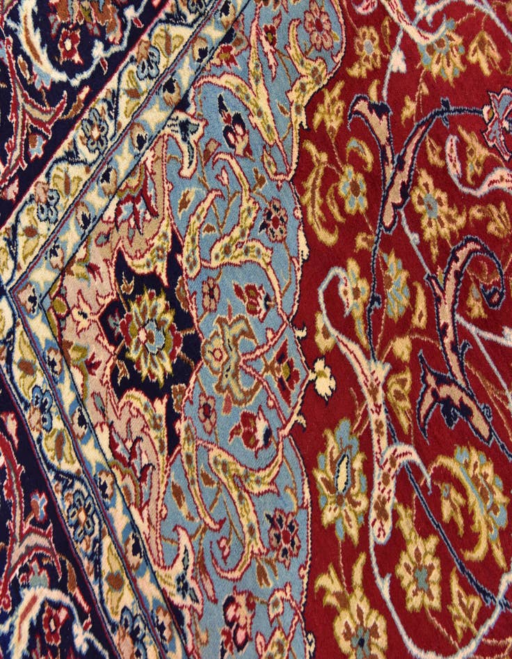 Detail image of 9' 8 x 12' 9 Hand Knotted Isfahan Persian Wool Rug