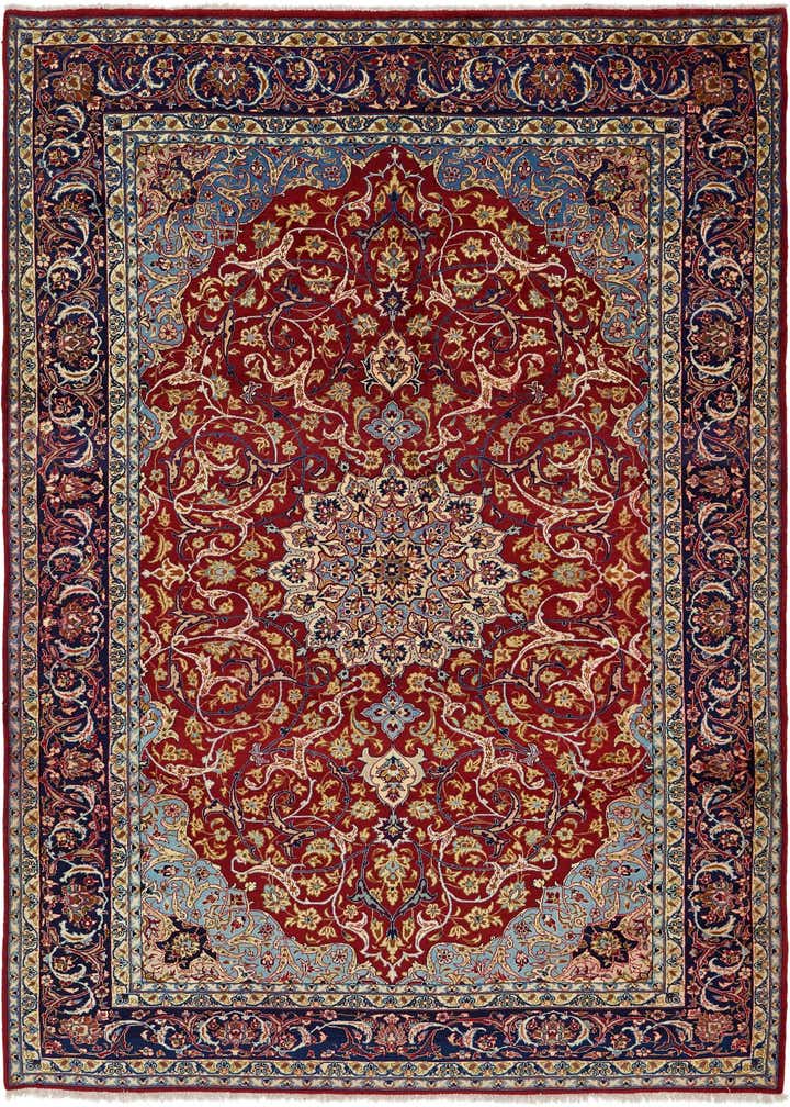 9' 8 x 12' 9 Hand Knotted Isfahan Persian Wool Rug