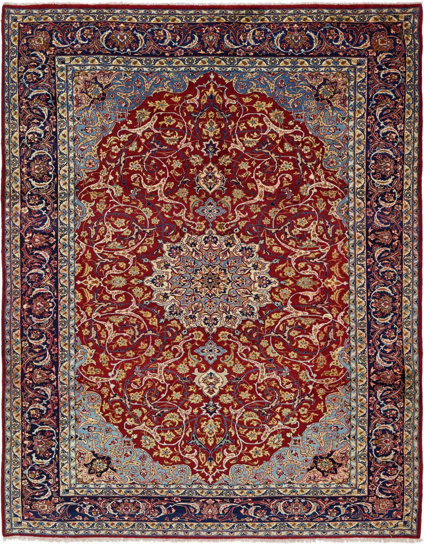 9' 8 x 12' 9 Hand Knotted Isfahan Persian Wool Rug