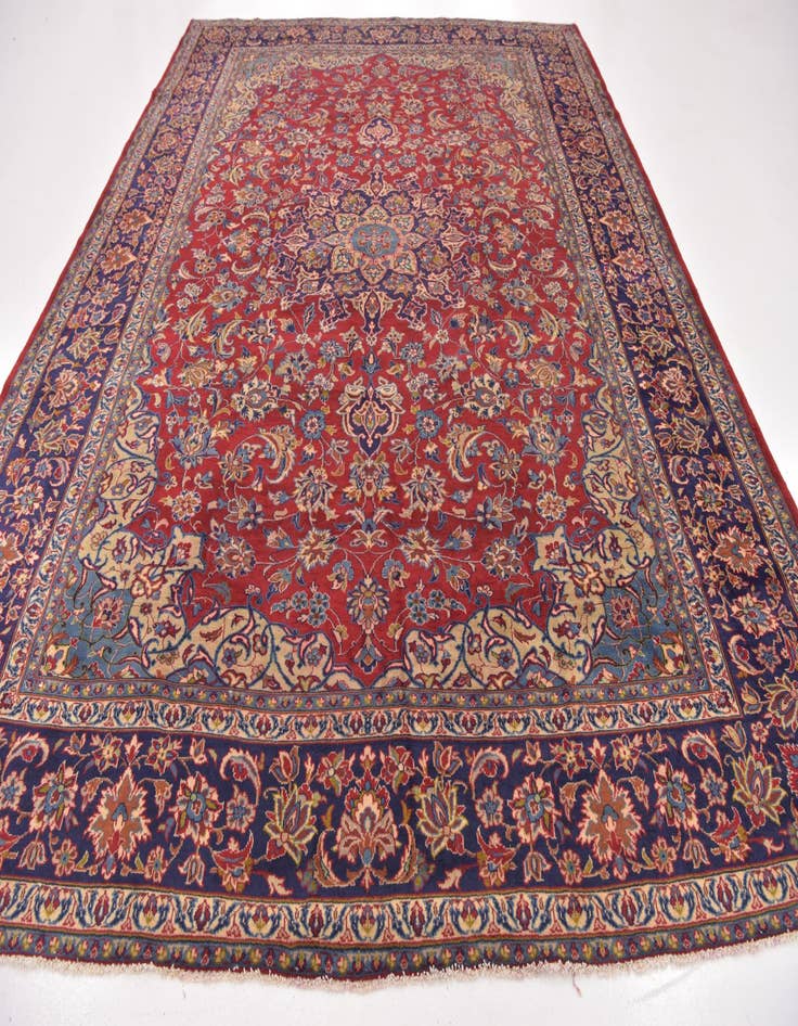 Detail image of 9' 8 x 13' Hand Knotted Isfahan Persian Wool Rug