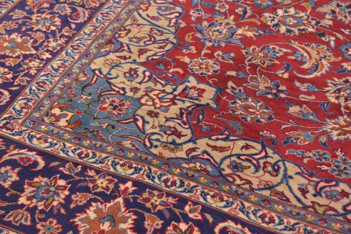 9' 8 x 13' Hand Knotted Isfahan Persian Wool Rug