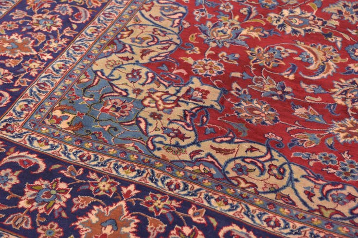 Detail image of 9' 8 x 13' Hand Knotted Isfahan Persian Wool Rug