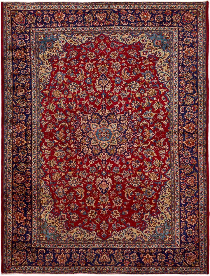 Detail image of 9' 8 x 13' Hand Knotted Isfahan Persian Wool Rug