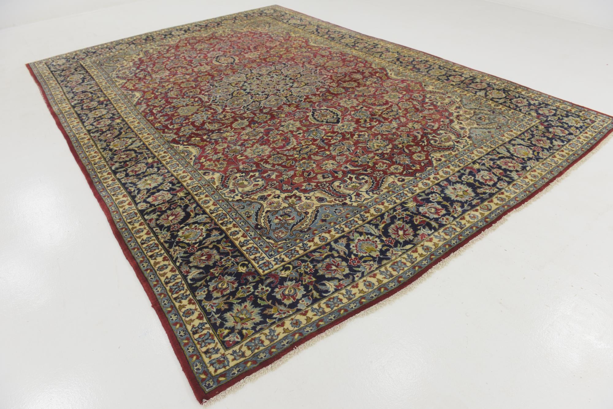 9' 4 x 13' 7 Hand Knotted Isfahan Persian Wool Rug