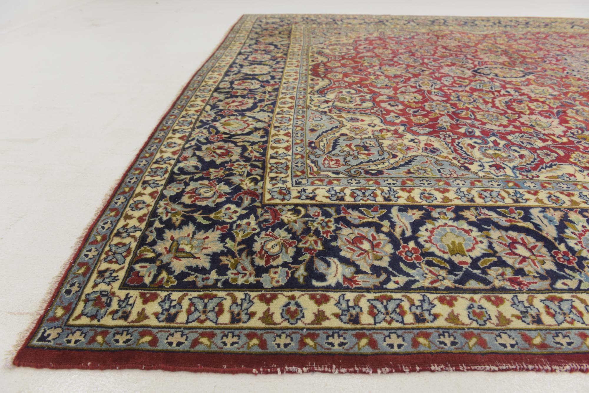 9' 4 x 13' 7 Hand Knotted Isfahan Persian Wool Rug