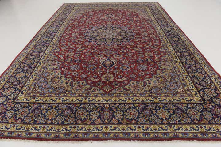 9' 6 x 13' 6 Hand Knotted Isfahan Persian Wool Rug
