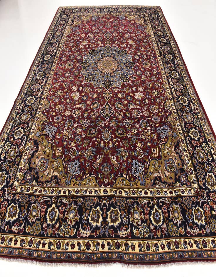 Detail image of 9' 9 x 13' Hand Knotted Isfahan Persian Wool Rug