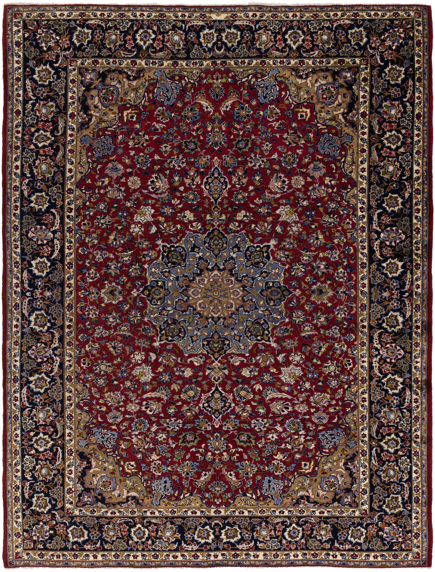 9' 9 x 13' Hand Knotted Isfahan Persian Wool Rug