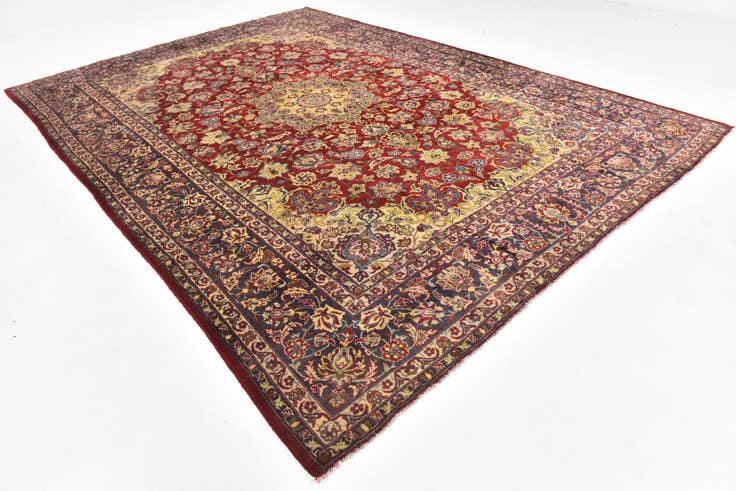 Detail image of 9' 5 x 13' 9 Hand Knotted Isfahan Persian Wool Rug