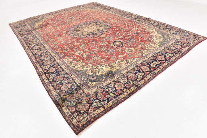 9' 7 x 12' 9 Hand Knotted Isfahan Persian Wool Rug
