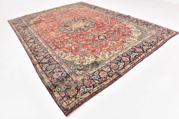 Detail image of 9' 7 x 12' 9 Hand Knotted Isfahan Persian Wool Rug