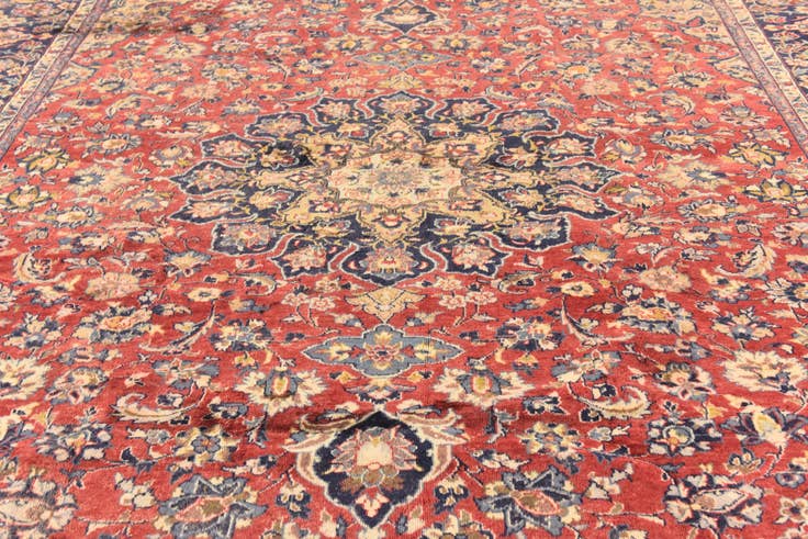 Detail image of 9' 7 x 12' 9 Hand Knotted Isfahan Persian Wool Rug