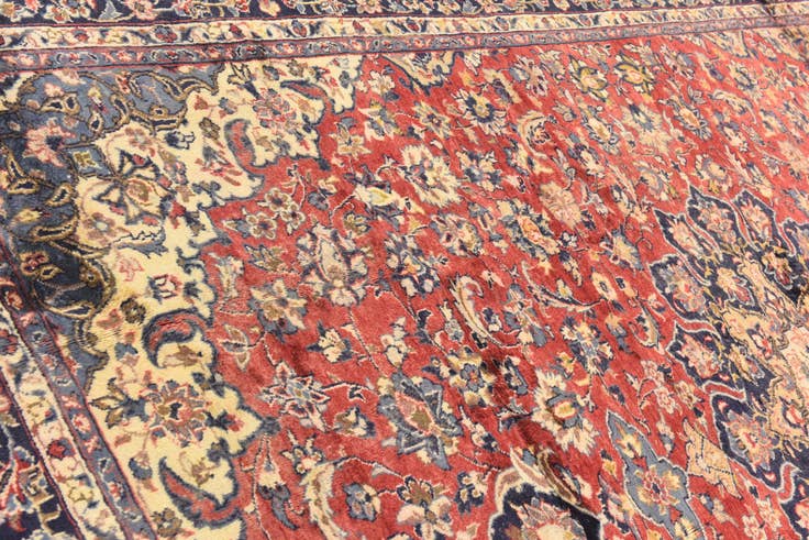 Detail image of 9' 7 x 12' 9 Hand Knotted Isfahan Persian Wool Rug