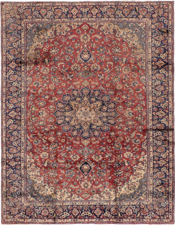 Detail image of 9' 7 x 12' 9 Hand Knotted Isfahan Persian Wool Rug
