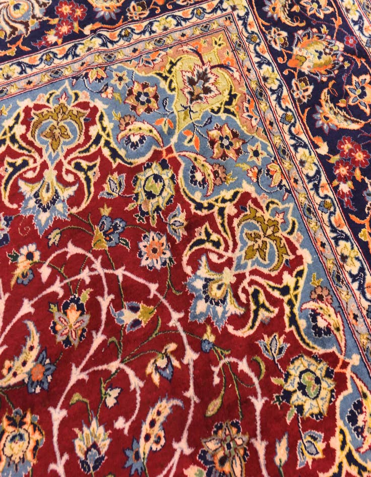 Detail image of 9' 10 x 13' 1  Hand Knotted Isfahan Persian Wool Rug